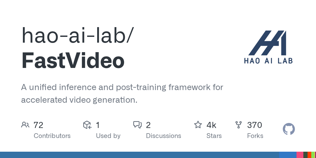 GitHub - hao-ai-lab/FastVideo: A unified inference and post-training framework for accelerated video generation. · GitHub